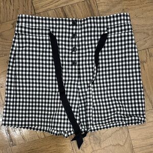 rag & bone Black and White Checkered High Waist Shorts